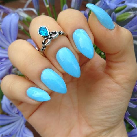 Sky Blue Nails With Nail Polish