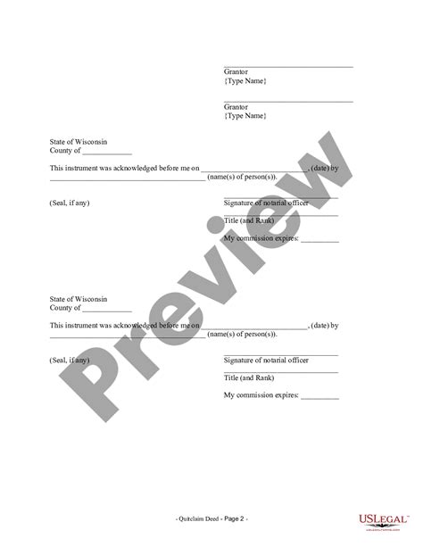 Wisconsin Quit Claim Deed Form Instructions Us Legal Forms
