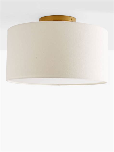 west elm Linen Flush Ceiling Light, White/Brass at John Lewis & Partners