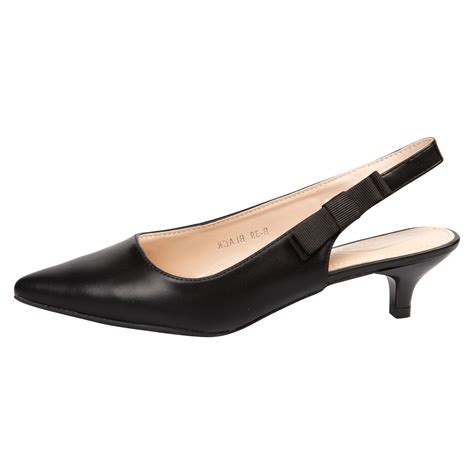 Womens Shoes Ladies Pumps Pointed Toe Kitten Heel Slingback Work Office