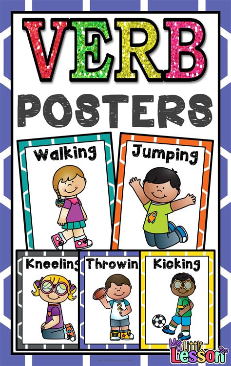 These Printable Verb Posters Include Ten Bright And Colorful Verb