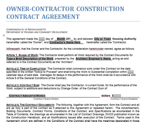 35 Free Construction Contract Agreement Samples Word And Pdf Day To