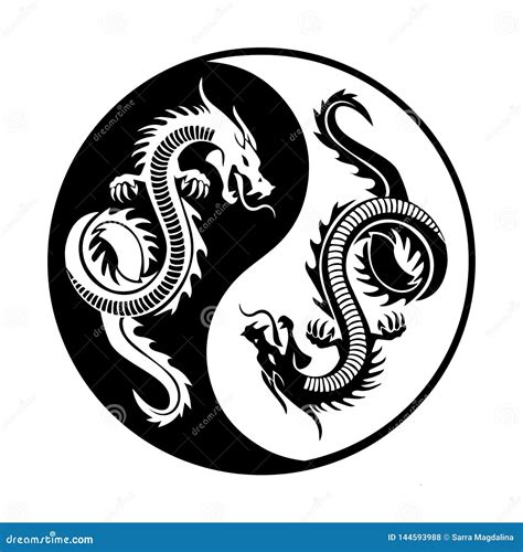 Dragones De Yin Yang Ilustración Del Vector Ilustración De Sello