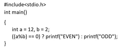 Ternary Operator Example In C