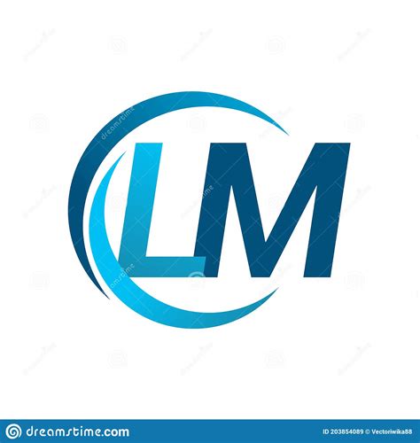 Initial Letter Lm Logotype Company Name Blue Circle And Swoosh Design