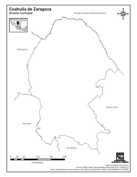 Mapa Para Imprimir De Coahuila De Zaragoza Mapa Mudo De Coahuila De