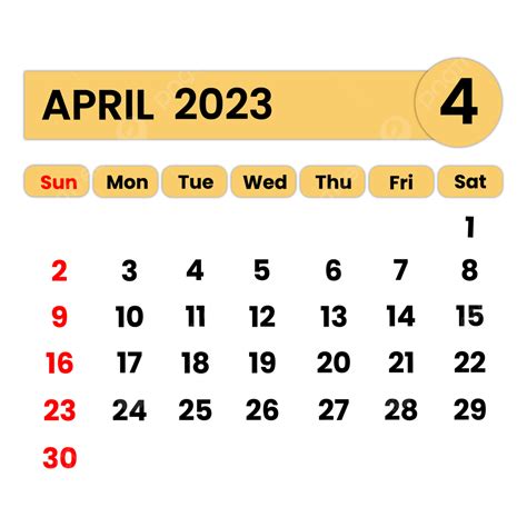 Abril 2023 Calendario Color Amarillo Png Abril 2023 Calendario