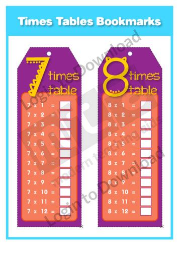 Lesson Zone Au Times Tables Bookmarks