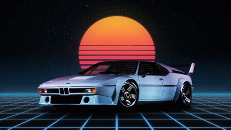 Bmw M1 Retro Style Synthwave German Cars Cyberpunk Wallpapers Hd