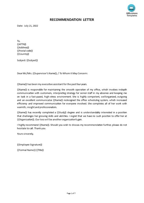 T L Charger Gratuit Letter Of Recommendation For Permanent Employment