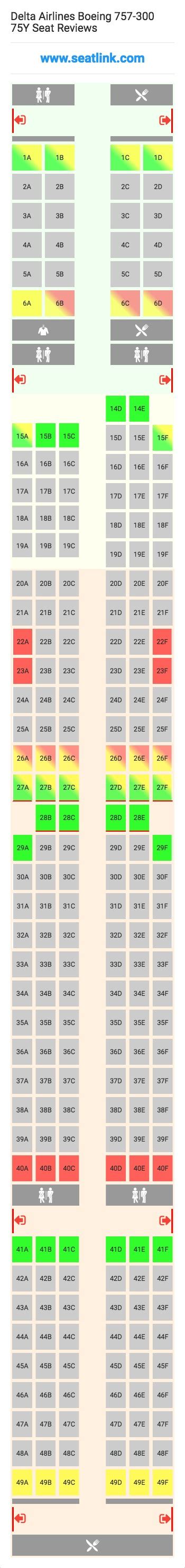 Delta Airlines Boeing 757 300 75y 753 Seat Map