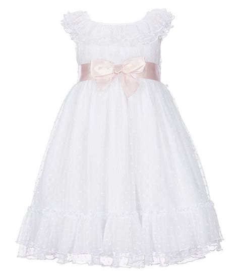 Laura Ashley Little Girls 2t 6x Lace Trim Ribbon Bow Waist A Line Dress