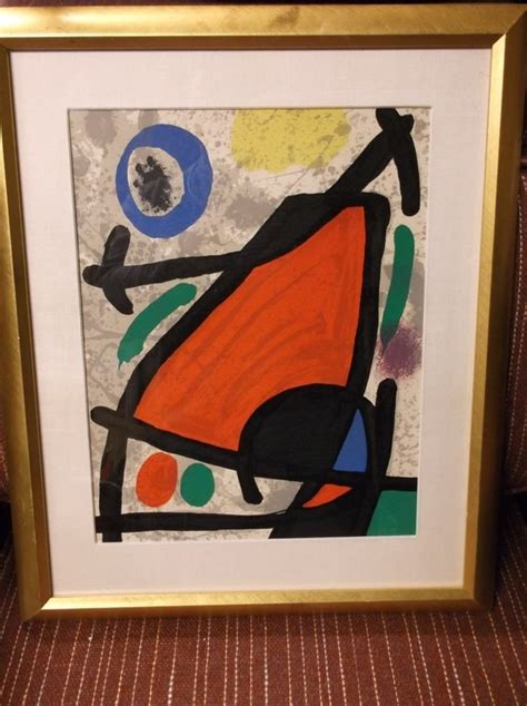 Joan Miro Original Stone Lithograph 1970s Abstract Art Framed