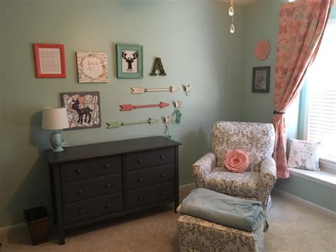 A woodland theme bedroom usually is centered around animals. Woodland Girl's Nursery in Mint, Coral, and Gray - Project ...