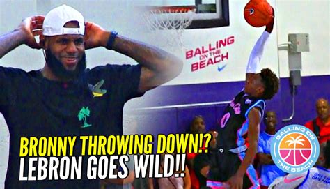 Heartwarming moment nba superstar lebron james roars with pride as he watches son 'bronny' son lebron 'bronny' james jr., 14, sealed the game with the impressive feat james snr. BRONNY JAMES JR IN GAME DUNK!? LeBron James & Crowd GOES CRAZY!? - Ballislife.com
