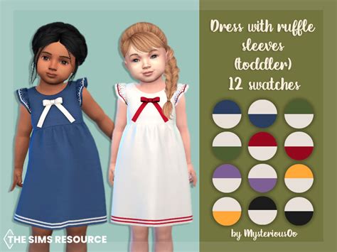 The Sims Resource Dress With Ruffle Sleeves Toddler