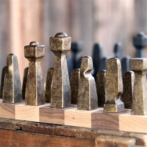 Customized orders are available from approved manufacturers where shoppers specify the board size and their piece requirements. Steel Chess Set, Chess Set, Unique Chess Pieces, Modern ...