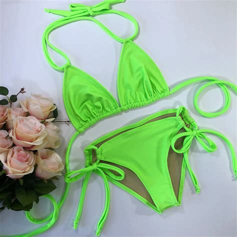 Womens Neon Green Bikini Etsy Uk