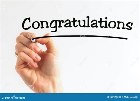 Hand Writing Inscription Congratulations With Marker Concept Stock