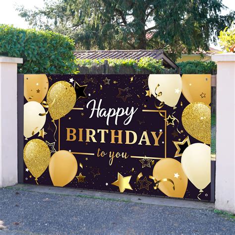 Happy Birthday Party Decorations Extra Large Fabric Black And Gold