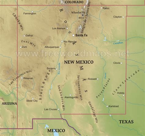 Mountain Ranges In New Mexico Map Maps For You