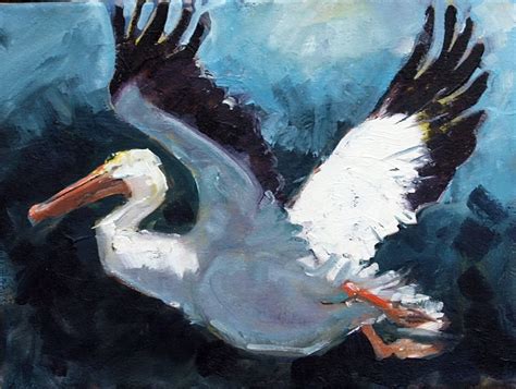 Rick Nilsons Paintings Pelican On The Fly