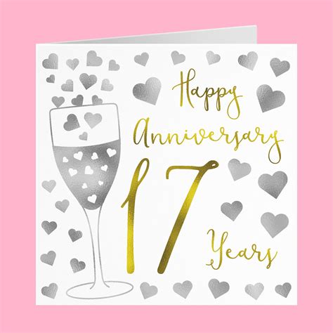 17th Wedding Anniversary Card Happy Anniversary Etsy