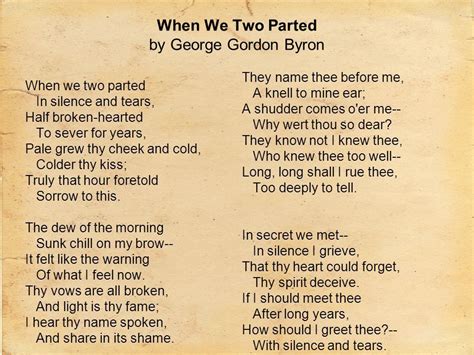 When We Two Parted By Lord Byron Lyric Poem Color Quotes Poem Quotes