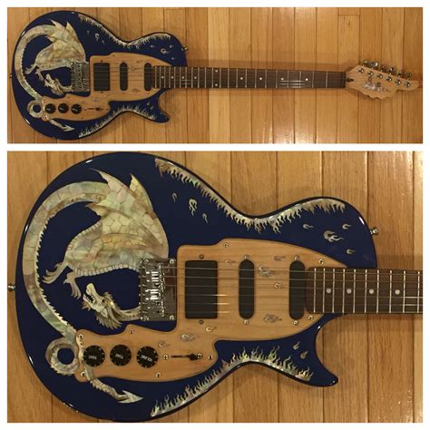 Lindert Guitars “dragon” Electric Guitar In Custom Blue Guitare Basse