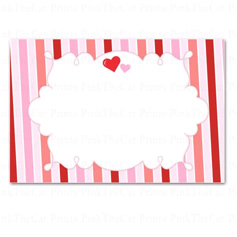 Printable Blank Valentines Love Day Note Card With Pink Red Stripes