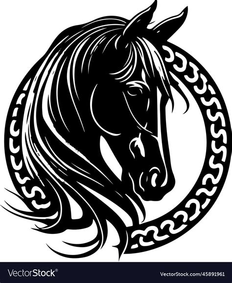 Silhouette Of A Horses Head With Ornament Vector Image