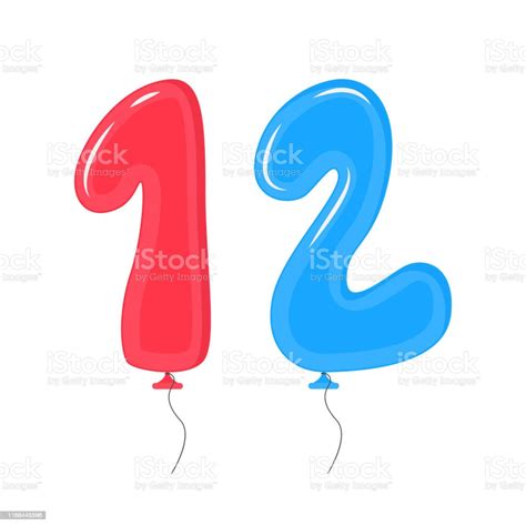 Color Balloons With Numbers Twelve Decoration Elements Set Vector Stock