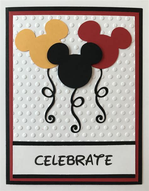 Handmade Mickey Mouse Balloon Card Disney Etsy In 2021 Disney