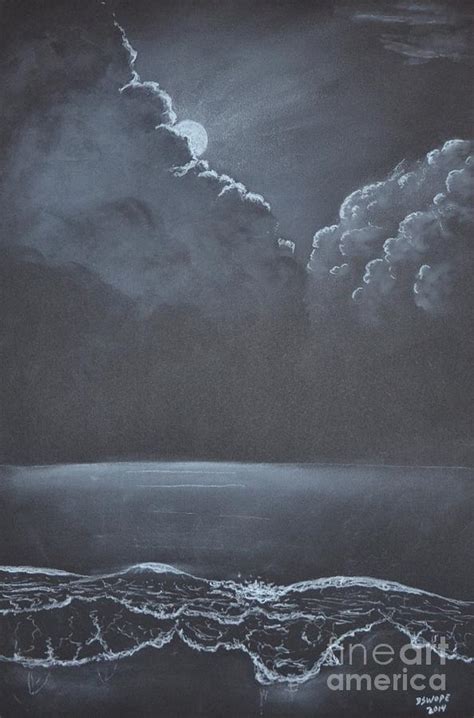 Waves In The Moonlight Drawing By David Swope Fine Art America