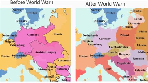 Map Of Europe Before And After Ww1 Secretmuseum