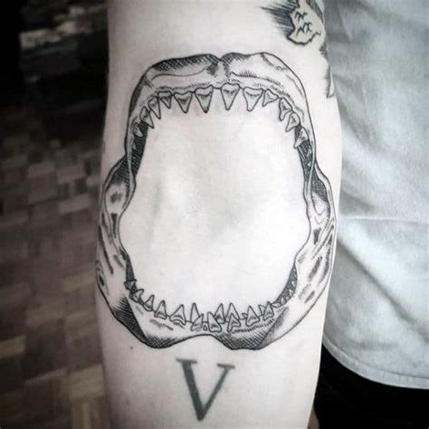 Shark's bite tattoo, buzzards bay, massachusetts. 60 Shark Jaw Tattoo Designs For Men - A Bite Of Ink Ideas
