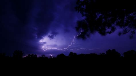 Lightning Storm On Purple Night