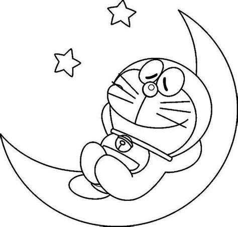 Doraemon Sleep On Moons Coloring Pages Netart