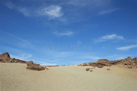 Sand Dunes At Minas De San Jose Against Blue Clear Sky In Teide