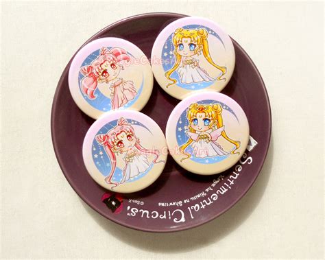 Sailor Moon Pinback Buttons Set Of 4 Anime Pins Anime Pinback Button