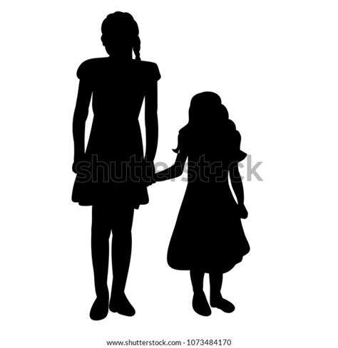 Silhouette Child Holding Hands Image Vectorielle De Stock Libre De