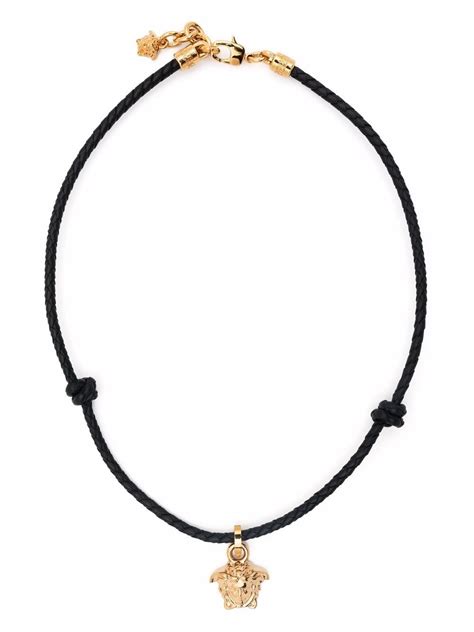 Versace Medusa Charm Leather Necklace Farfetch