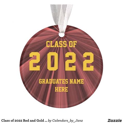 Class Of 2022 Red And Gold Ornament By Janz White