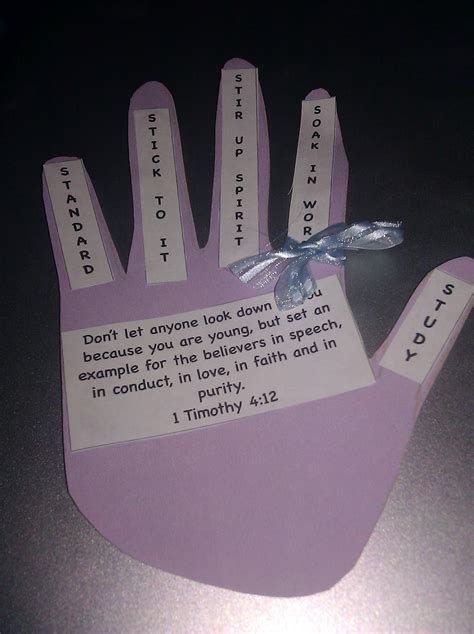 Children's Church Made Easy!: 1 Timothy 4:12 Youthful Hand Reminder Craft