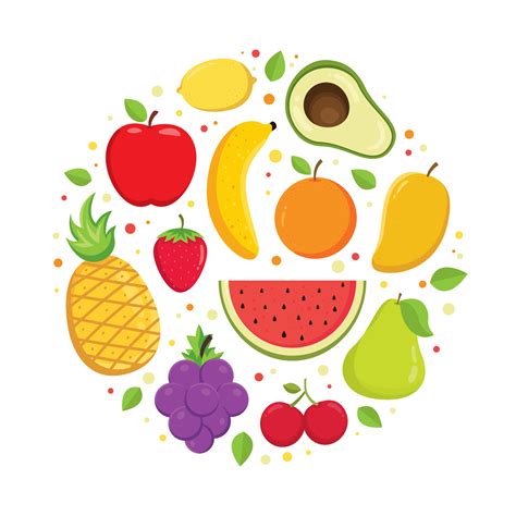 Set Of Colorful Cartoon Fruit Icons Cartoon Fruits Vector Clipart