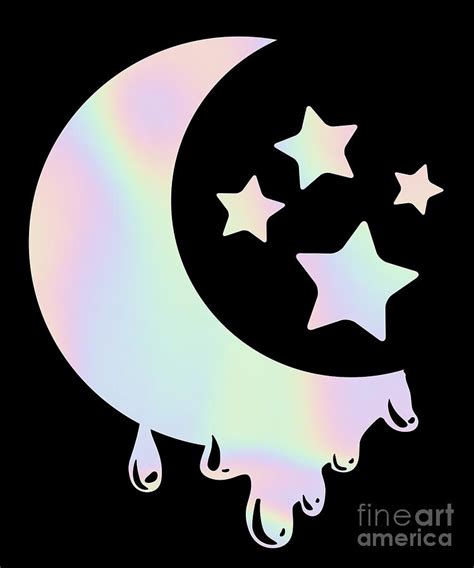 Pastel Goth Moon With Stars Kawaii Pastel Goth Design T Design