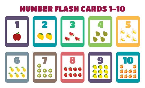 A Number Flash Card With Different Fruits And Numbers On It Including