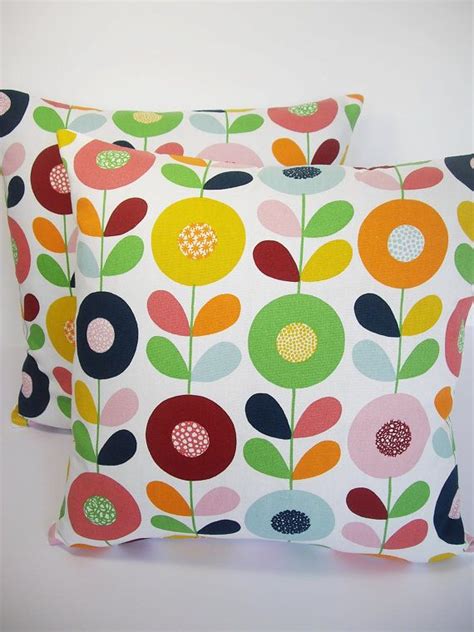 Scandinavian Retro Multi Stem Flowers Fabric Cushion Cover Etsy