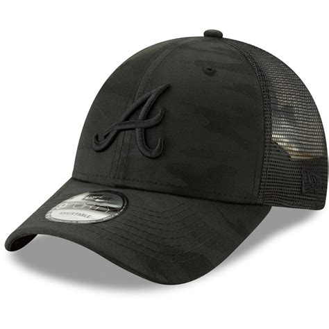 New Era Atlanta Braves Black Black Camo Tonal Trucker 9forty Adjustable Hat