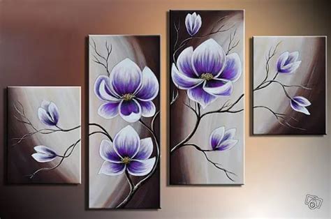 Hand Painted Wall Artwhite Light Purple Flower Bloom Home Decoration
